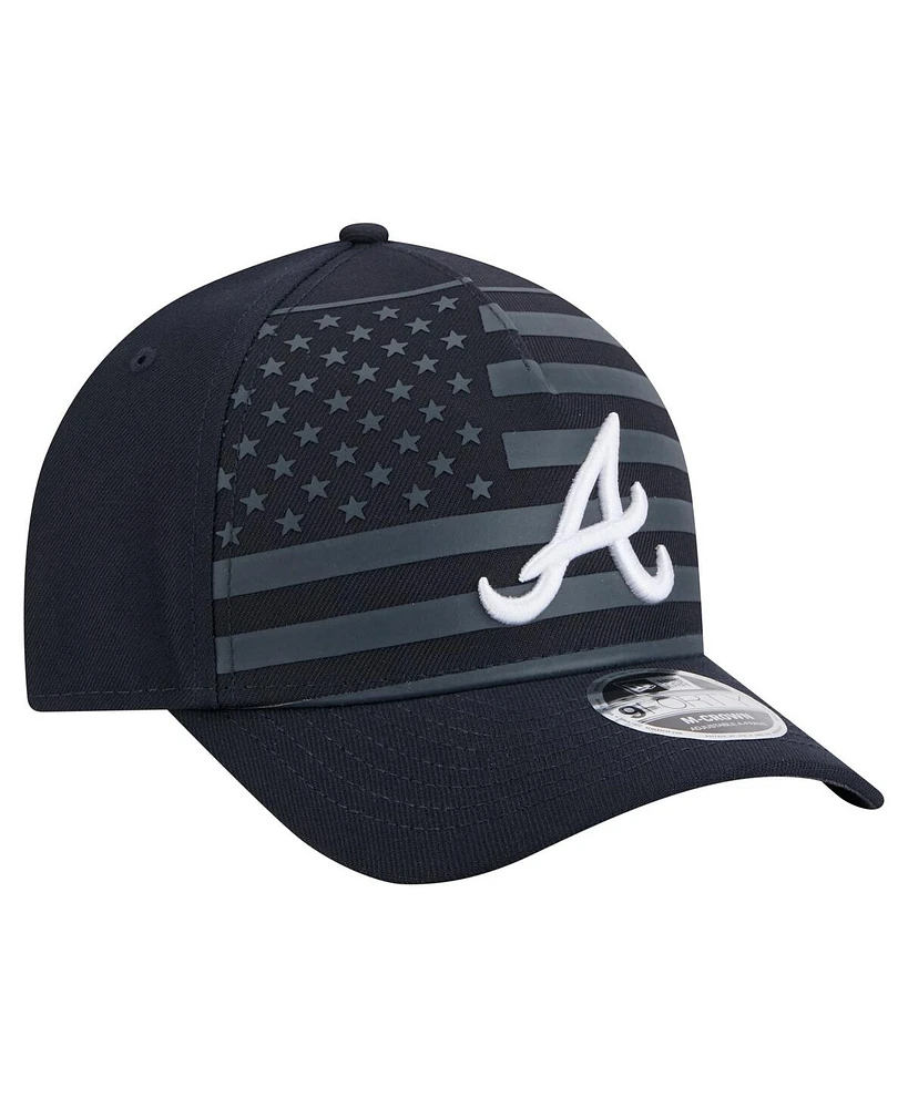 New Era Men's Navy Atlanta Braves American Flag 9FORTY M-Crown A-Frame Adjustable Hat
