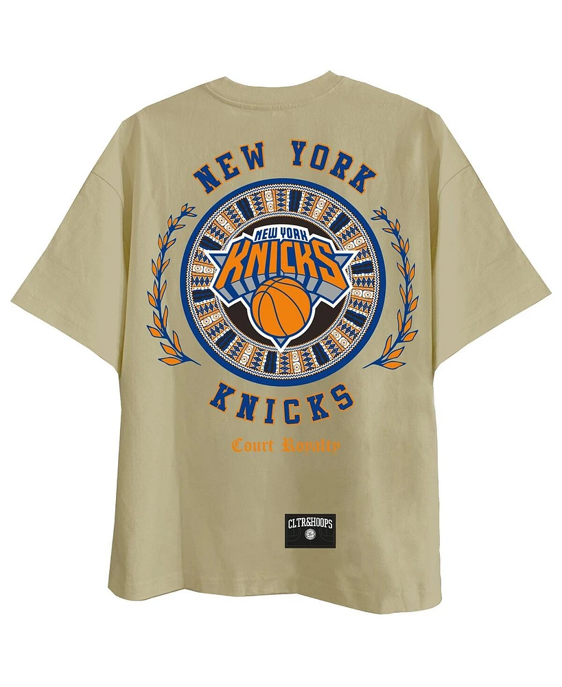 Two Hype Men's Khaki New York Knicks Worldwide Collection Premium T-Shirt