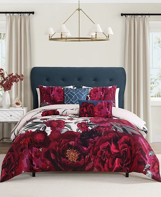 Bebejan Zinnia Bedding 100% Cotton Sateen 5 Piece Queen Size Reversible Comforter Set