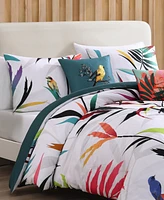 Bebejan Tropical Fusion Bedding 220 Thread Count 100% Cotton Sateen 5 Piece Queen Size Reversible Comforter Set