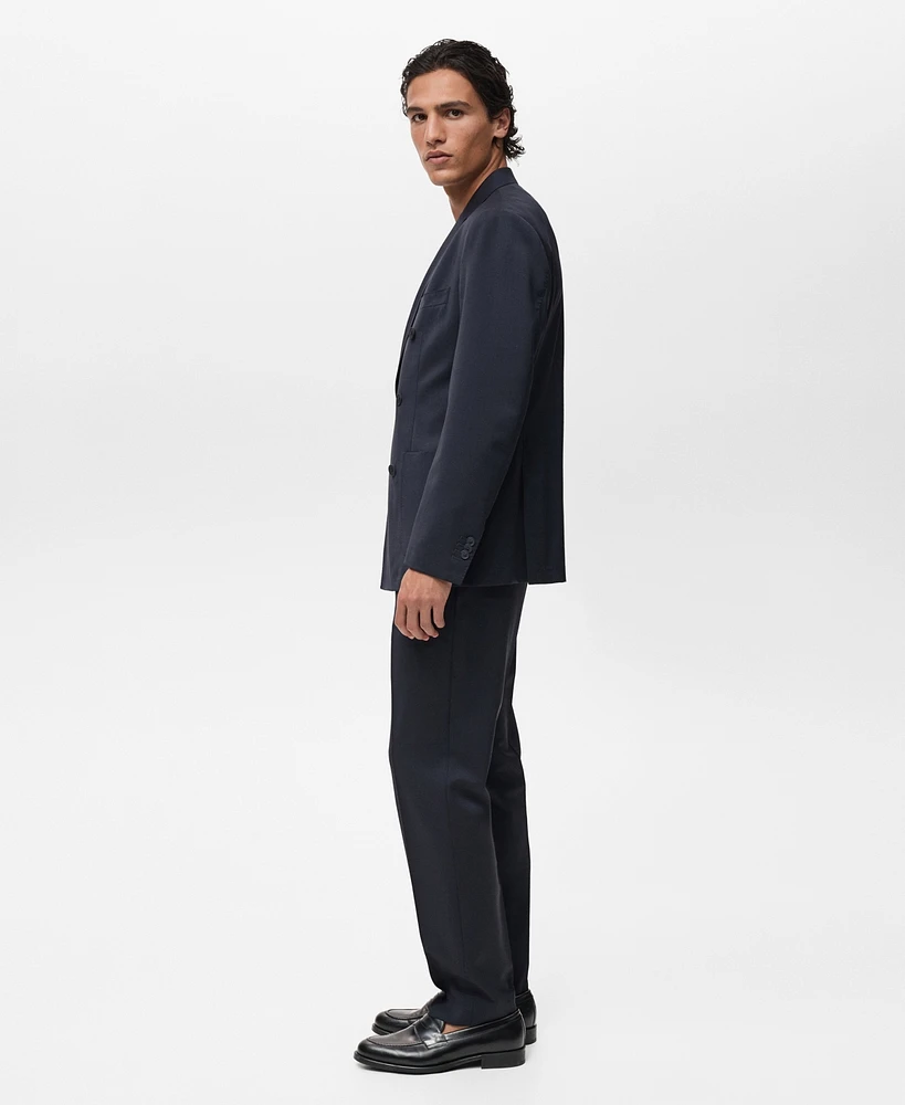Mango Men's Cold Wool Double-Breasted Suit Blazer