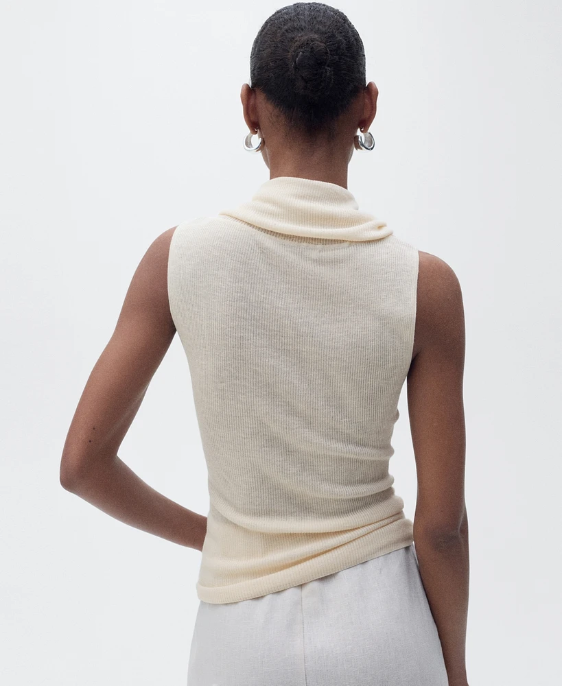 Mango Women's Draped Neck Knitted Top