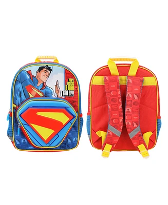 Superman Hero & Logo 14" Backpack for Toddler Boys