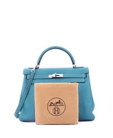 Pre-Owned Hermes Kelly 32 Handbag Clemence with Palladium Hardware