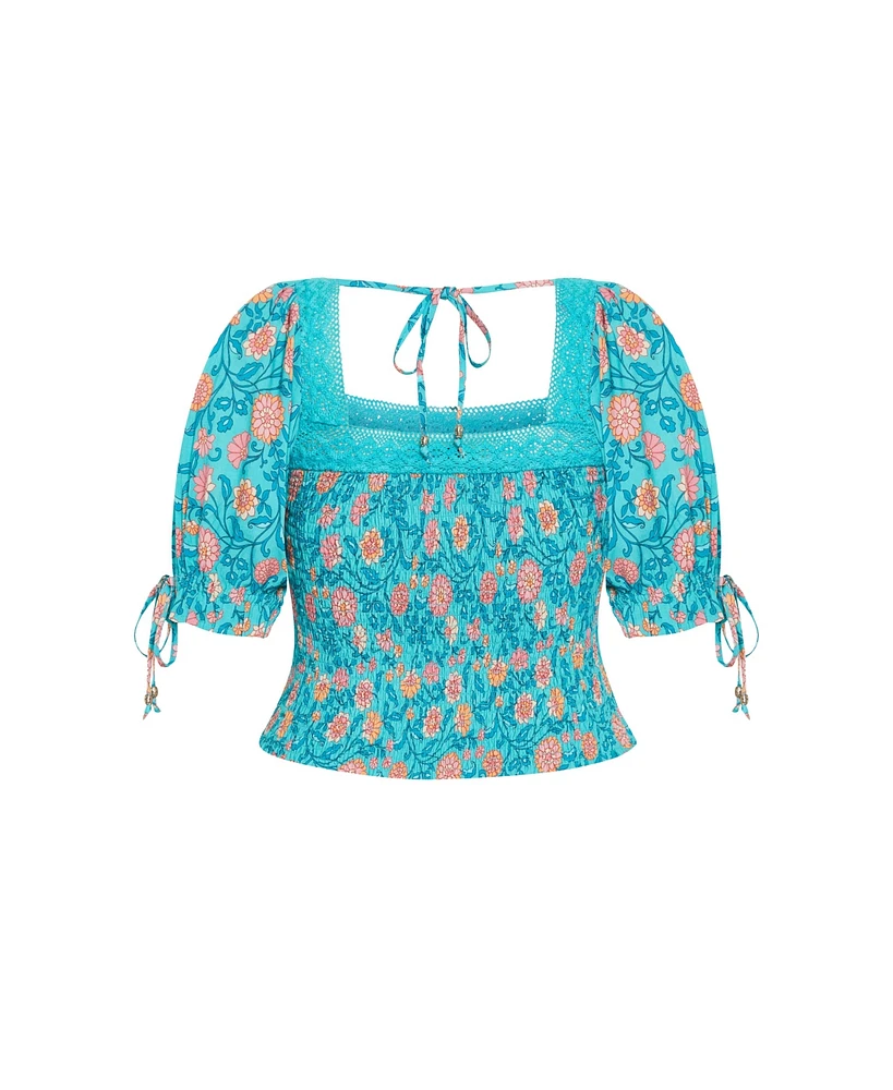 City Chic Plus Aurora Print Top