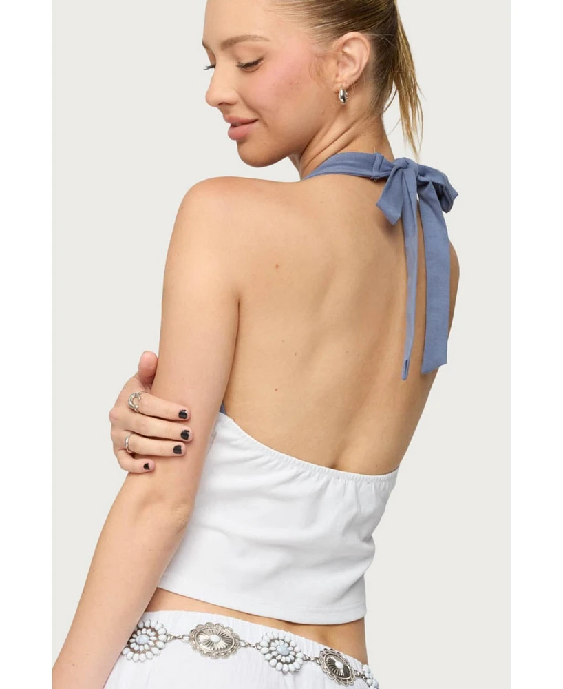 Edikted Women's Janna Color Block Halter Top