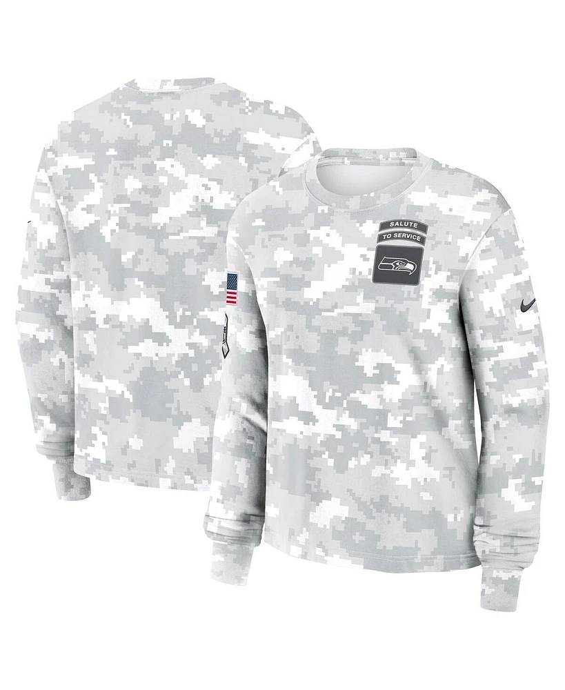 Nike Women's Arctic Camo Seattle Seahawks 2024 Salute to Service Performance Long Sleeve T-Shirt