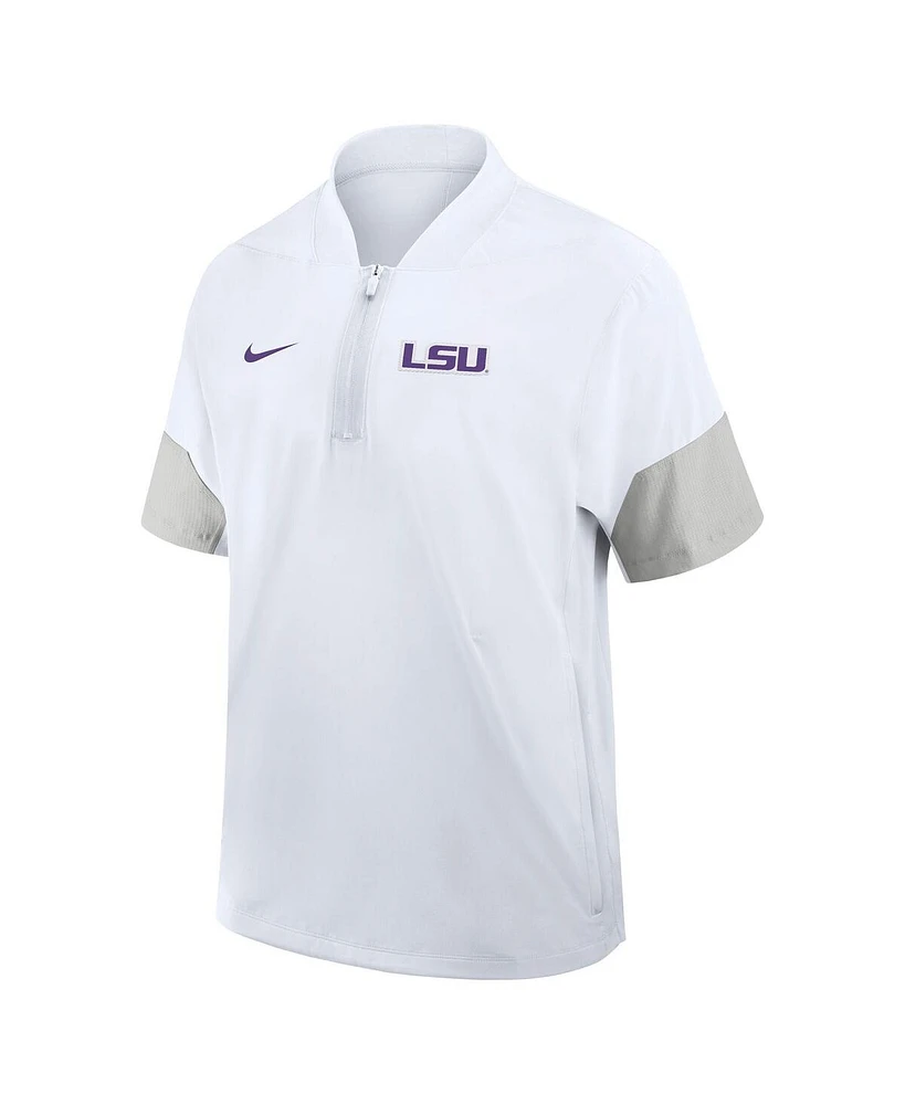 Nike Men's White Lsu Tigers 2025 Sideline Short Sleeve Quarter-Zip Coach Jacket