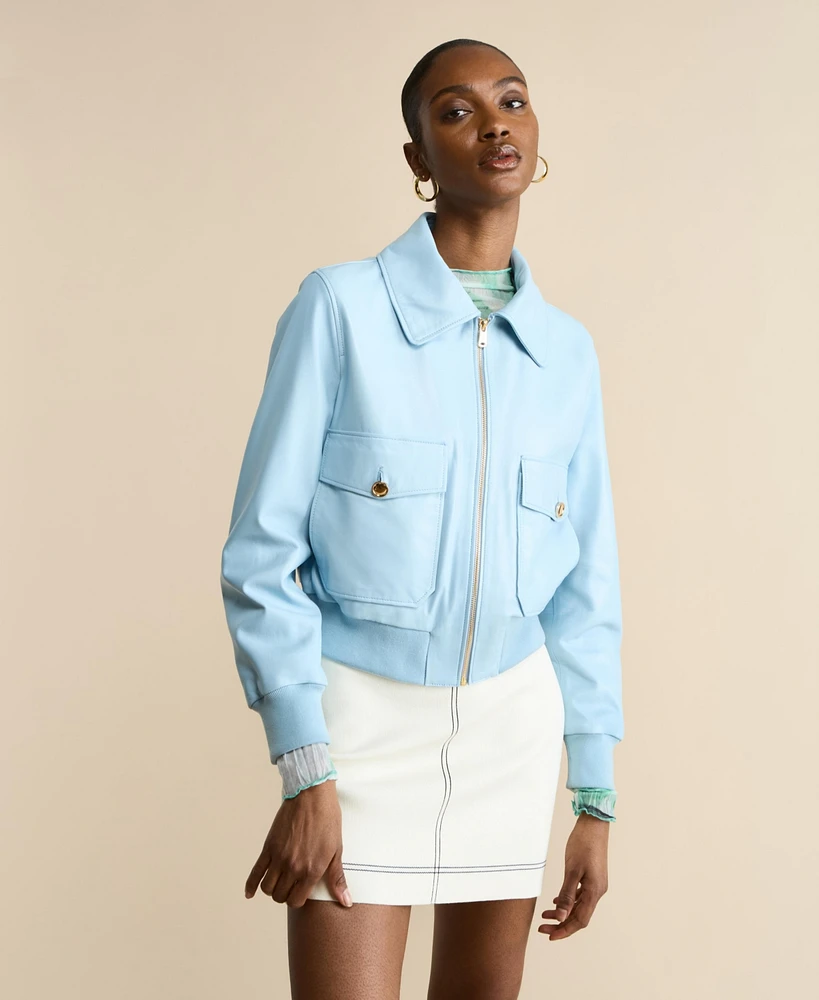 Furniq Uk Women's Leather Bomber Jacket, Created For Macy's