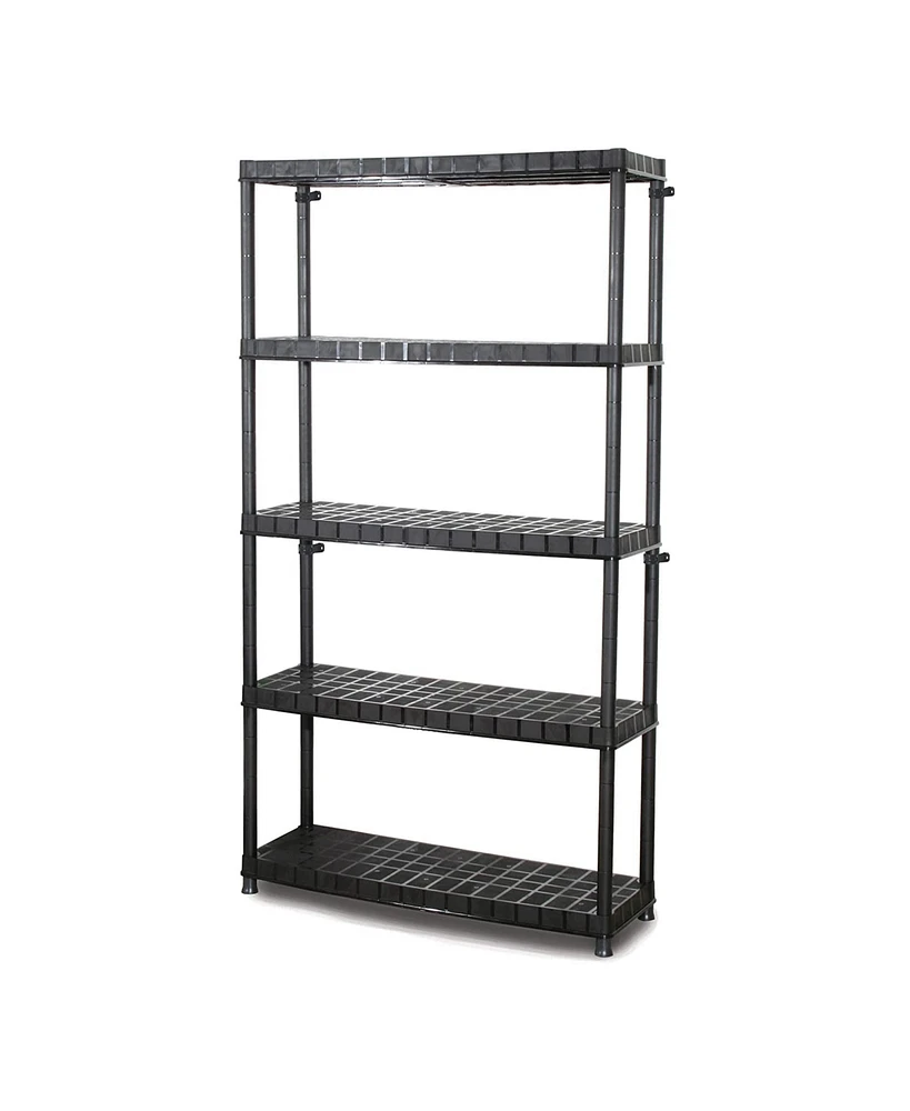 Ram Quality Products Optimo 16 inch 5 Tier Plastic Storage Shelves, Black