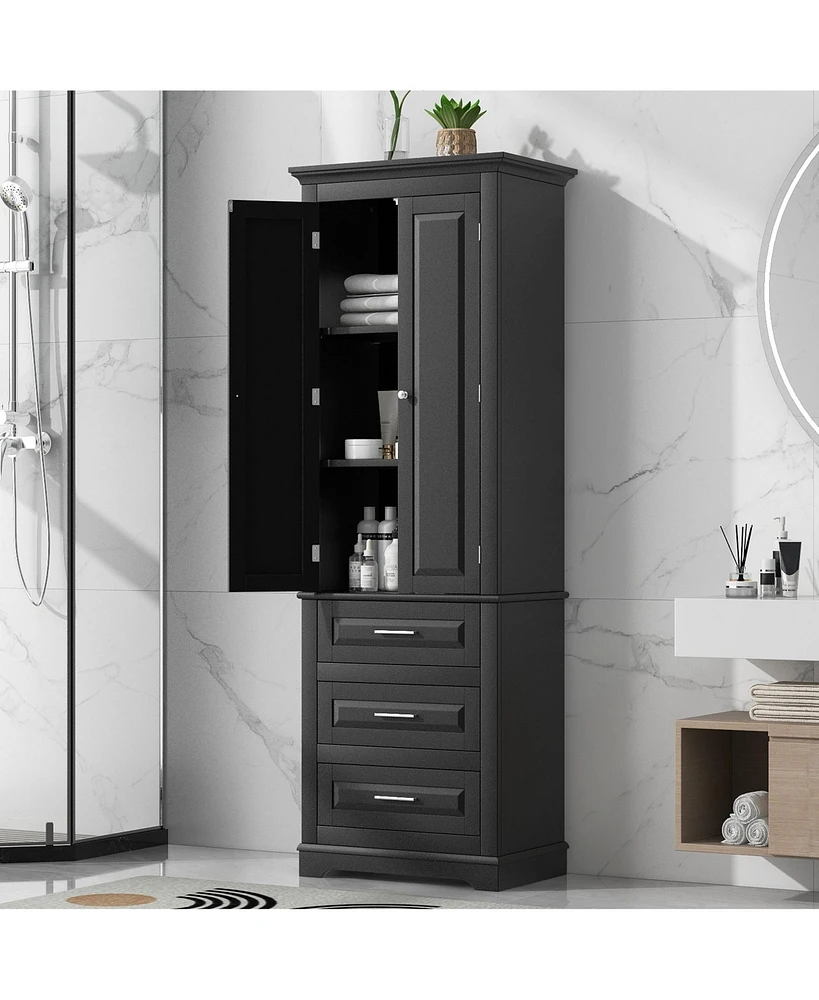 Casainc 70"H Tall Storage Cabinet with 3 Drawers for Bathroom or Office Use