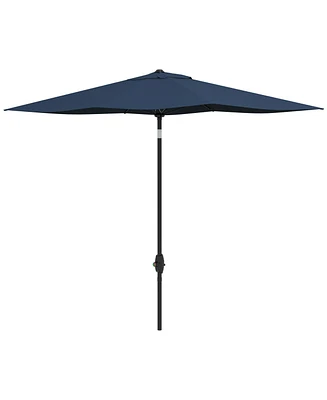 Outsunny 6.5' x 10' Rectangular Market Umbrella, Patio Outdoor Table Umbrella with Crank and Push Button Tilt