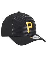 New Era Men's Black Pittsburgh Pirates American Flag 9FORTY M-Crown A-Frame Adjustable Hat