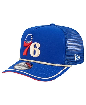 New Era Men's Royal Philadelphia 76ers Vintage Team Rope A-Frame 9FIFTY Snapback Hat