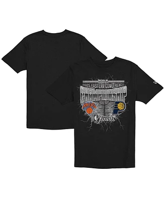 New Era Men's Black Indiana Pacers vs. New York Knicks 2025 Eastern Conference Finals Matchup Distressed Graphic T-Shirt