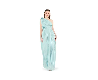 Amri Women's One Shoulder Floral Detail Ruched Gown