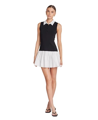 endless rose Women's Mixed Media Cotton Polo Mini Dress