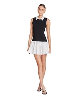 endless rose Women's Mixed Media Cotton Polo Mini Dress