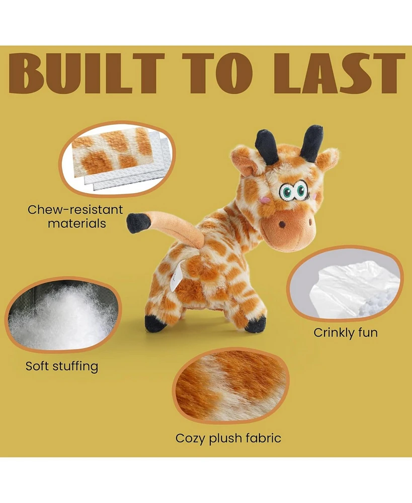 Nocciola Twistable Giraffe Stuffedless Dog Toy for Small Medium Breed, Christmas gift,Plush Chew Toy with Crinkle Paper and Soft Fabric