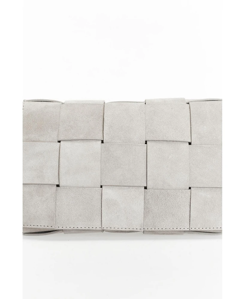 Women's Woven Suede Shoulder Bag