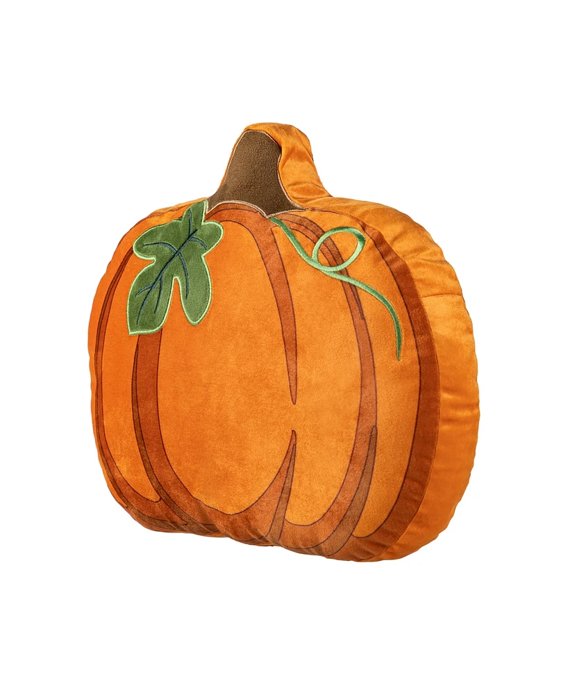 Glitzhome Fall and Halloween Fabric Double Sided Pumpkin Decorative Pillow, 16" x 5"