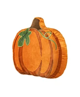 Glitzhome Fall and Halloween Fabric Double Sided Pumpkin Decorative Pillow, 16" x 5"
