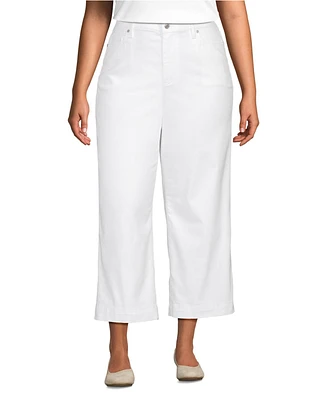 Lands' End Women's Denim High Rise Wide Leg Crop Jeans