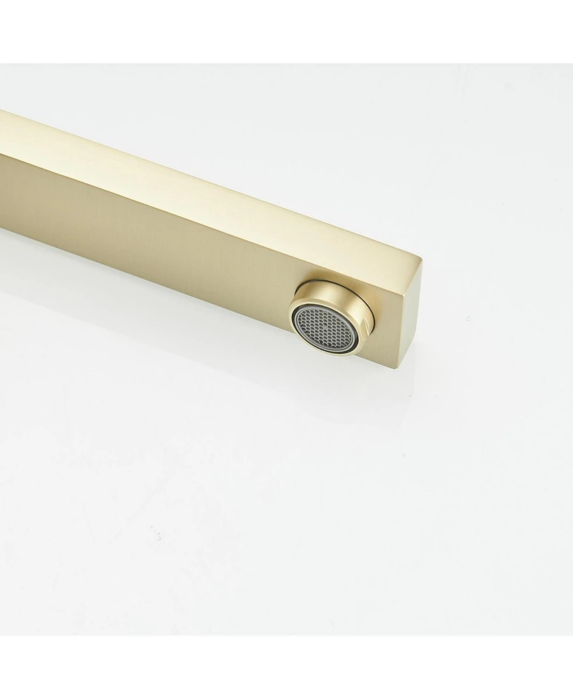 8 in. Widespread Double Handle Bathroom Faucet With Supply Hose in Brushed Gold