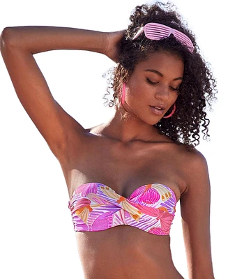 Lascana Women's Butterfly Print Bandeau Bikini Swimsuit Top Bra Sizing