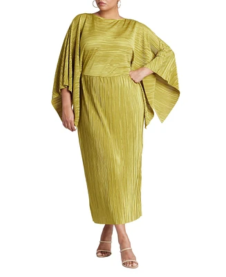 Eloquii Women's Cape Effect Plisse Dress