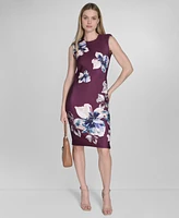 Calvin Klein Women's Scuba Floral-Print Sheath Dress