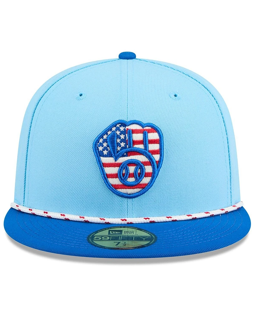 New Era Men's Light Blue/Blue Milwaukee Brewers 2025 Fourth of July 59FIFTY Fitted Hat
