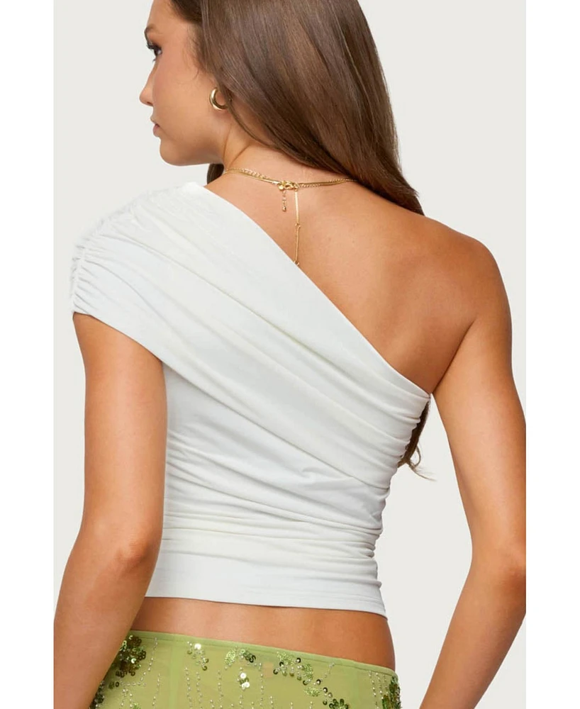 Edikted Women's Fold Over Ruched One Shoulder Top