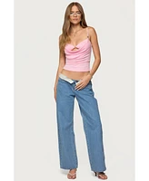 Edikted Womens Layered Bra Cowl Neck Top