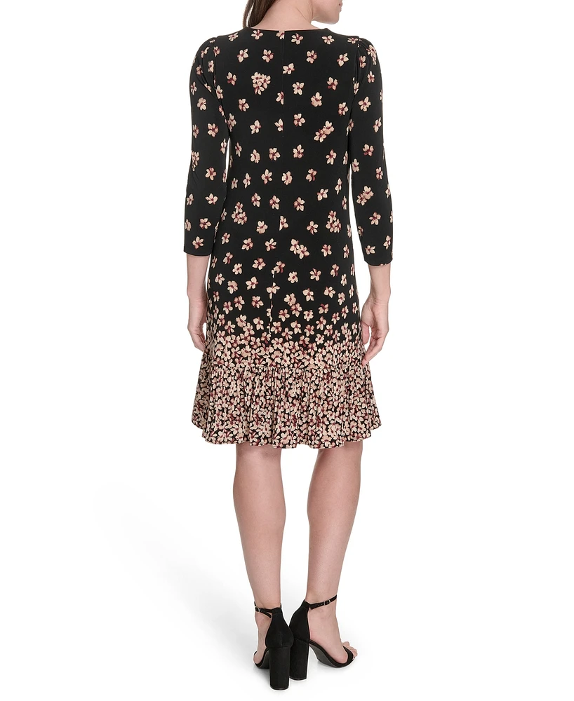 Tommy Hilfiger Women's Jersey Printed Ruffled Shift Dress