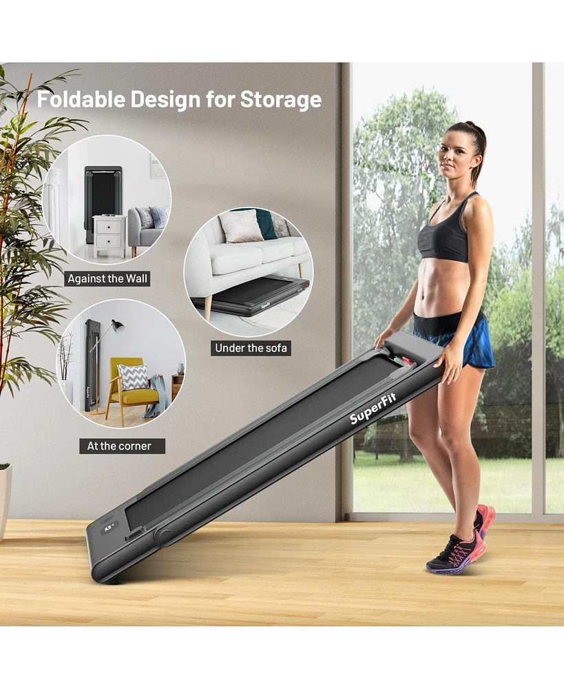 2.25 Hp 2-in-1 Folding Walking Pad Treadmill with Dual Display and App Control