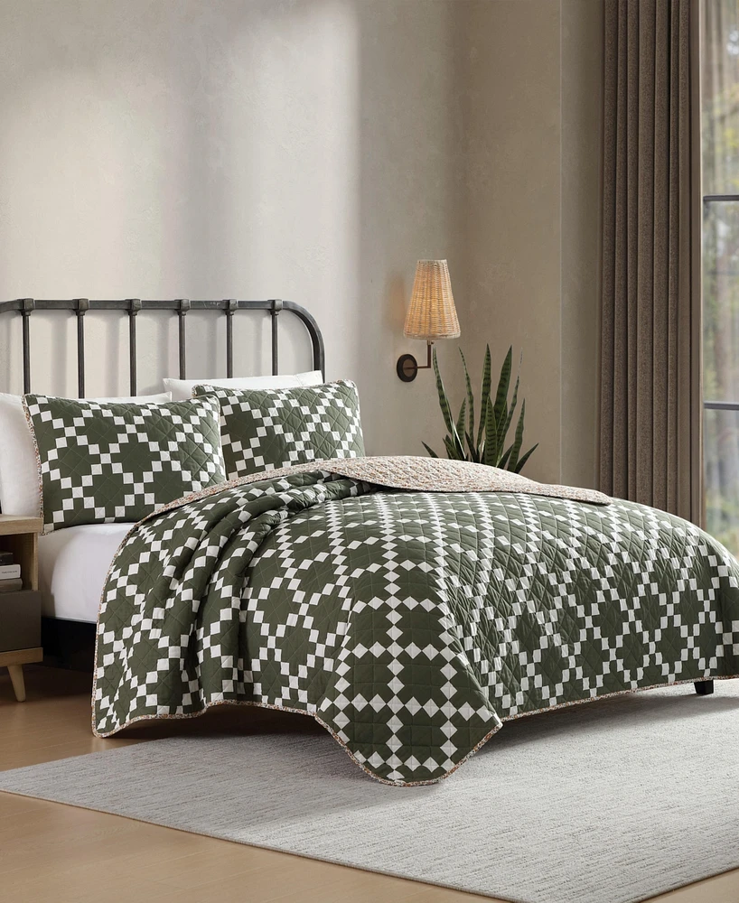 Eddie Bauer Diamond Floral Cotton Reversible 2-Pc. Quilt Set, Twin