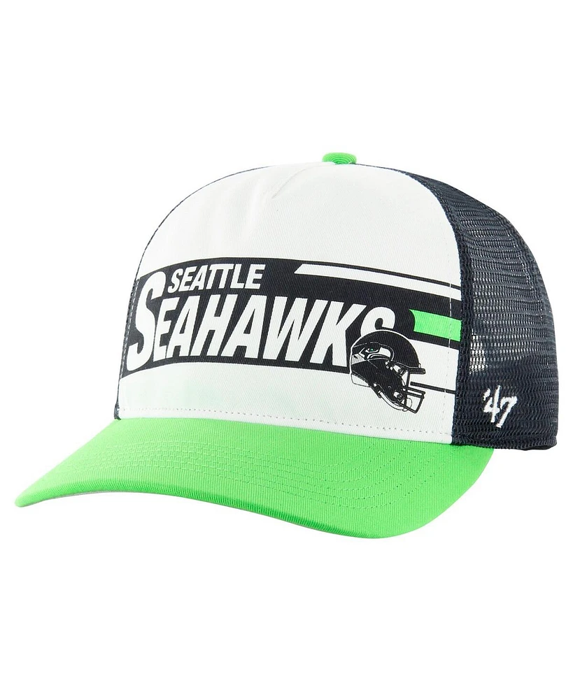 '47 Brand Big Boys and Girls White/Neon Green Seattle Seahawks Trucker Adjustable Hat