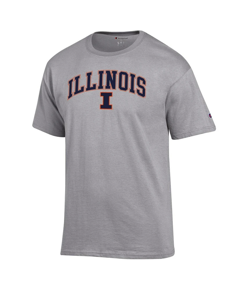 Champion Men's Heather Gray Illinois Fighting Illini Arch Over Logo T-Shirt
