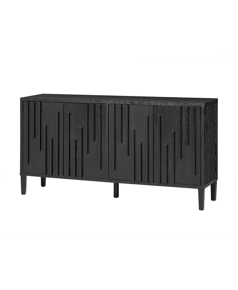 Streamdale Furniture 59.8" 4-Door Sideboard - Farmhouse Buffet/Tv Stand