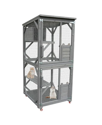 Streamdale Furniture Catio Large Wooden Cat House on Wheels