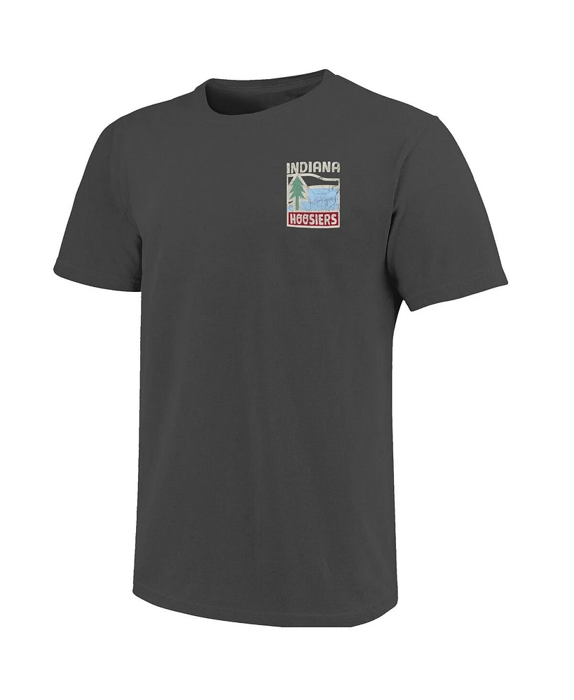Image One Men's Graphite Indiana Hoosiers Comfort Colors Minimal Vista Distressed Graphics T-Shirt