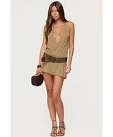 Edikted Women's Lukka Backless Halter Wrap Mini Dress