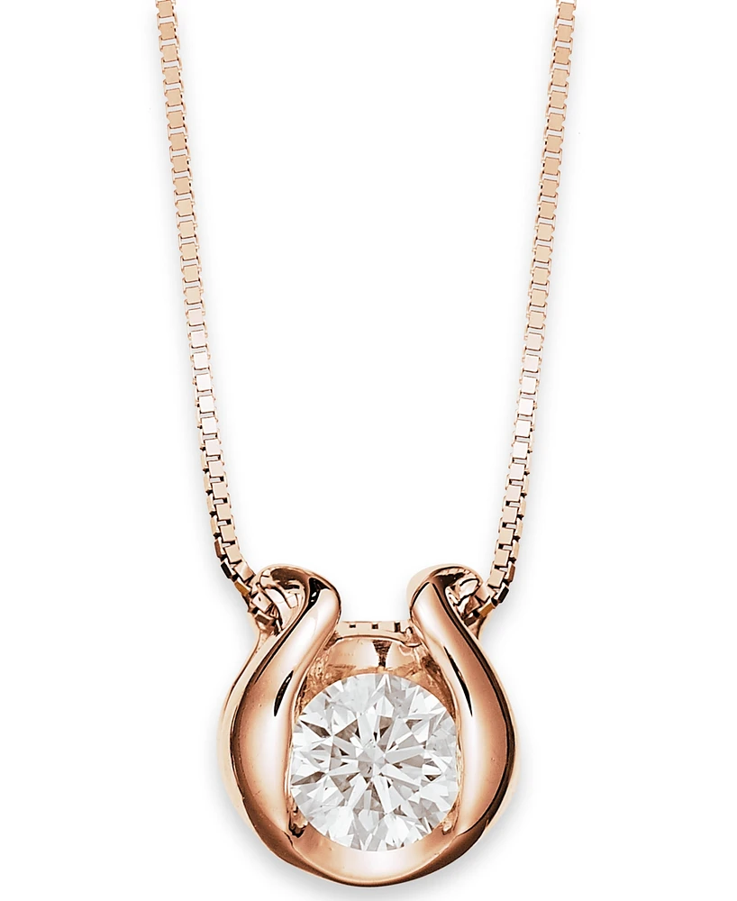 Sirena Bezel-Set Diamond (1/12 ct. t.w.) Pendant Necklace 14k Gold