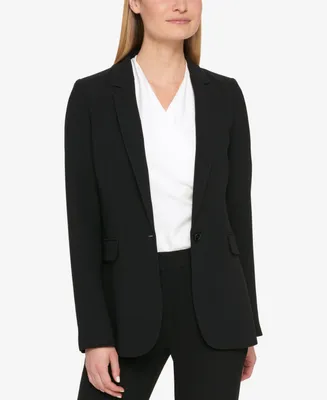 Dkny Petites Pick-Stitch Single-Button Blazer, Created for Macy's
