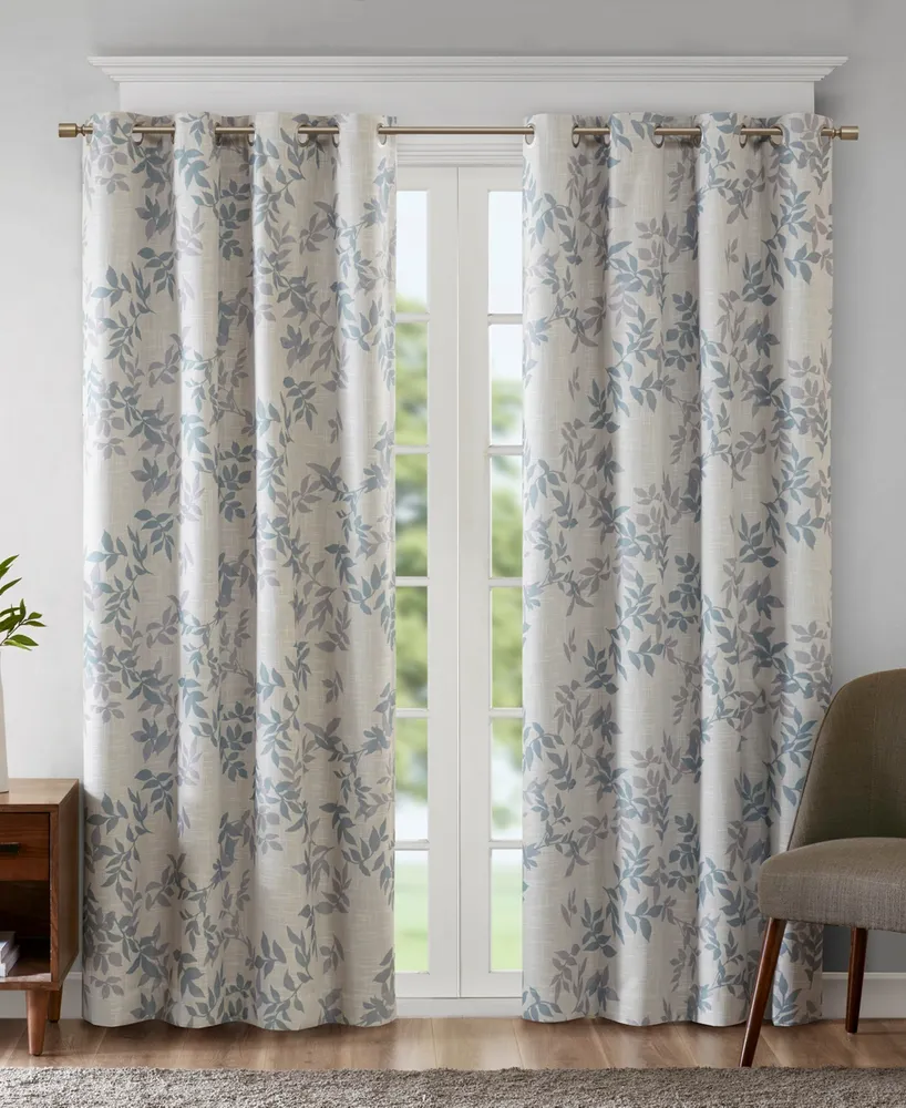 SunSmart Julie Botanical Blackout Curtain Panel for Bedroom, Grommet Top Single Living Room, Width 50 length 95 inches, Yellow Window Pane