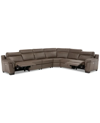 Closeout! Julius 150" Ii 6-Pc. Leather Sectional Sofa With 2 Power Recliners, Headrests & Usb Outlet, Created for Macy's