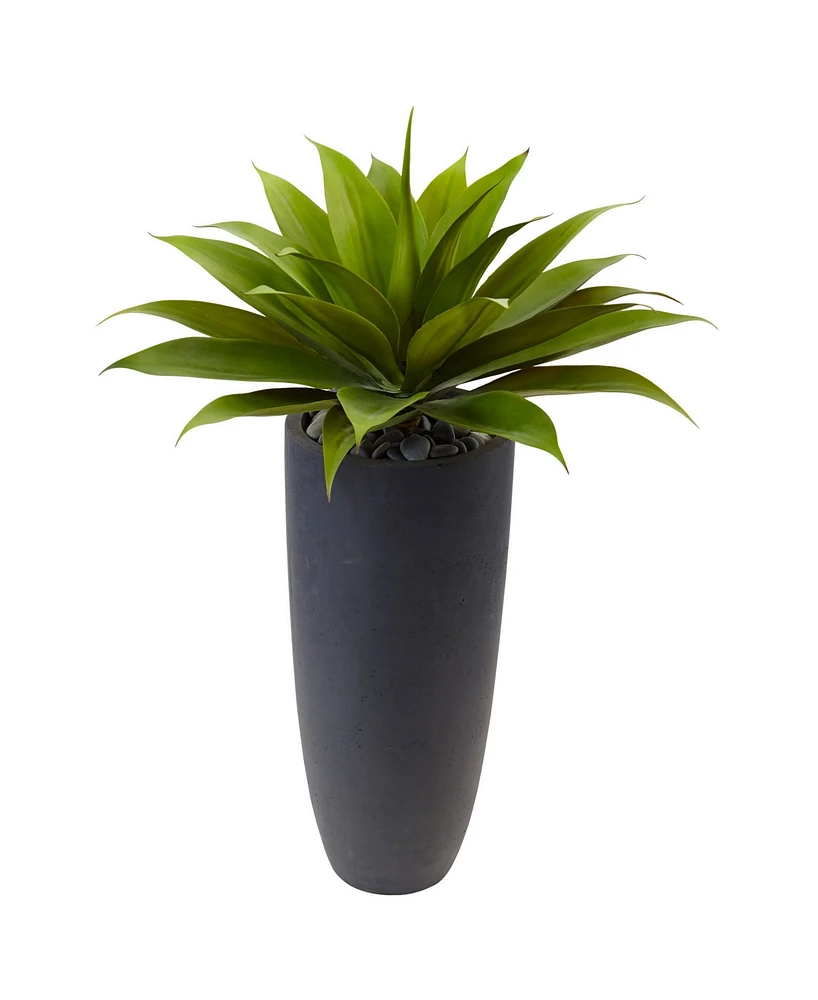 Nearly Natural 38" Agave Artificial Plant in Gray Cylinder Planter