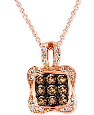 Le Vian Chocolatier Diamond Square Cluster 18" Pendant Necklace (1/2 ct. t.w.) in 14k Rose Gold