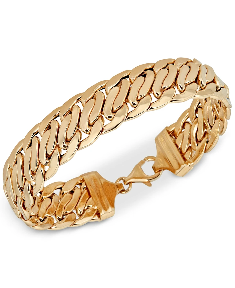 Wide Fancy Link Chain Bracelet in 14k Gold